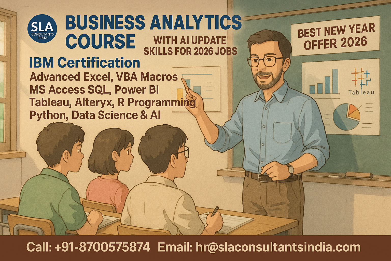 Best Business Analyst Course & Data Science Institute in Delhi, 110036 – “New Year Offer 2026” Free Tableau and “Data Science Course” [with IBM Certification Support] @ {SLA Consultants} “100% Job Guarantee”​