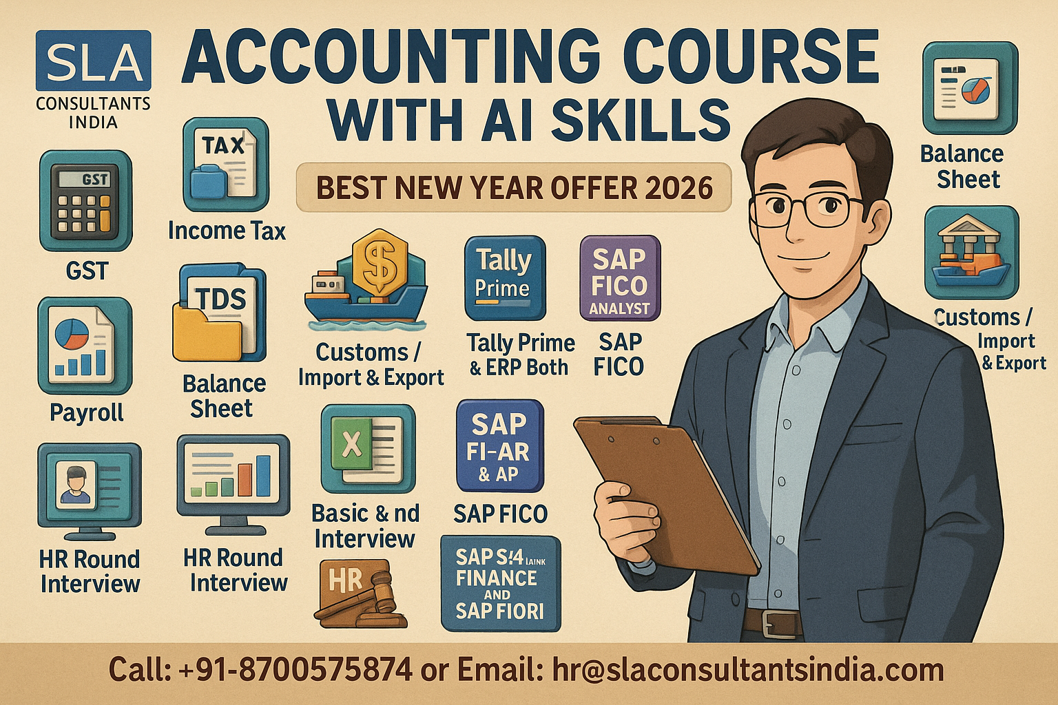 Accounting Course in Delhi. With SAP FICO and SAP Hana AI,, Bridging Education and Employment with Global MNC Careers, Upskills with AI in 2026, by SLA Consultants India,
